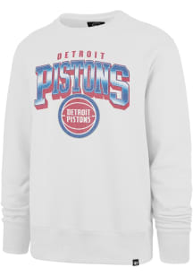 47 Detroit Pistons Mens White Spotlight Headline Long Sleeve Crew Sweatshirt