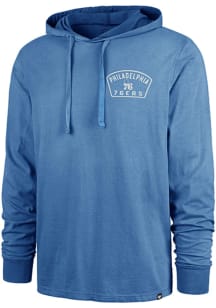 47 Philadelphia 76ers Mens Blue Dusted Overhand River Long Sleeve Lightweight Hoodie
