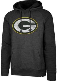 47 Green Bay Packers Mens Black Distressed Primary Logo Match Raglan Fashion Hood