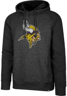 47 Minnesota Vikings Mens Black Distressed Primary Logo Match Raglan Fashion Hood