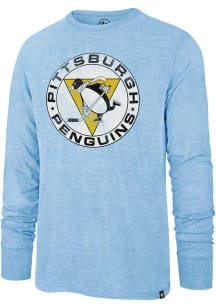 47 Pittsburgh Penguins Light Blue Distressed Retro Match Long Sleeve Fashion T Shirt