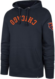 47 Chicago Bears Mens Navy Blue Upside Down Two Peat Headline Long Sleeve Hoodie