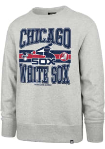 47 Chicago White Sox Mens Grey Letters Headline Coop Long Sleeve Crew Sweatshirt