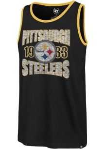 47 Pittsburgh Steelers Mens Navy Blue Upload Franklin Tank Short Sleeve Tank Top