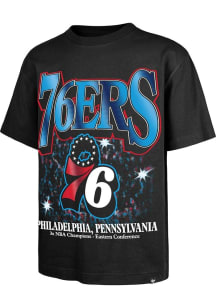 47 Philadelphia 76ers Black Flashbulb Foundation Short Sleeve Fashion T Shirt