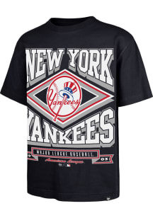 47 New York Yankees Navy Blue Heater Foundation Short Sleeve Fashion T Shirt