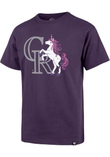 47 Colorado Rockies Girls Purple Unicorn Short Sleeve Tee