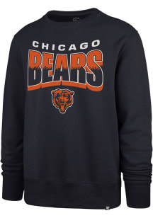 47 Chicago Bears Mens Navy Blue Brush by Headline Long Sleeve Crew Sweatshirt