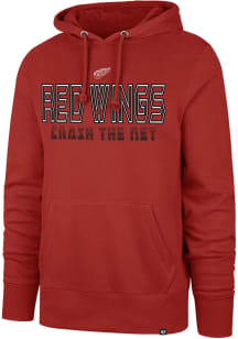47 Detroit Red Wings Mens Red Byline Headline Long Sleeve Hoodie