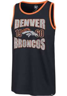 47 Denver Broncos Mens Navy Blue Upload Franklin Tank Short Sleeve Tank Top