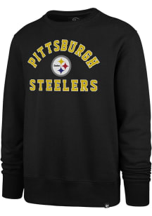 47 Pittsburgh Steelers Mens Black Varsity Arch Long Sleeve Crew Sweatshirt