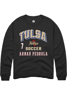 Arnau Pedrola Tulsa Golden Hurricane Mens Black NIL Arch Logo Player Crew