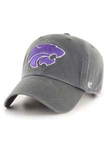 47 K-State Wildcats Power Cat Clean Up Adjustable Hat - Charcoal