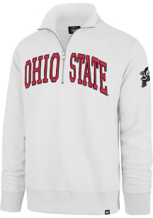 47 Ohio State Buckeyes Mens White Striker Long Sleeve Qtr Zip Fashion Pullover