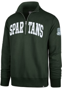 47 Michigan State Spartans Mens Green Upstate Striker Long Sleeve Qtr Zip Fashion Pullover