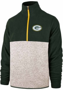 47 Green Bay Packers Mens Grey Anchor Kodiak Long Sleeve Qtr Zip Fashion Pullover