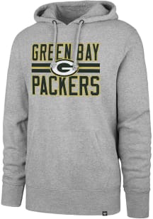 47 Green Bay Packers Mens Grey Block Stripe Headline Long Sleeve Hoodie