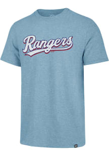 47 Texas Rangers Light Blue Script Match Short Sleeve Fashion T Shirt