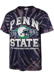 47 Penn State Nittany Lions Navy Blue Tie Dye Brickhouse Vintage Tubular Short Sleeve Fashion T Sh..