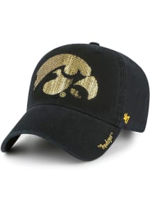 47 Iowa Hawkeyes Black Sparkle Clean Up Womens Adjustable Hat