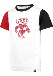 47 Wisconsin Badgers Youth White Super Two Short Sleeve Fashion T-Shirt