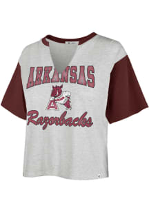 47 Arkansas Razorbacks Womens Grey Sandy Daze Short Sleeve T-Shirt