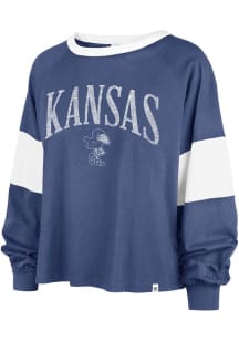47 Kansas Jayhawks Womens Blue Upside Rhea LS Tee