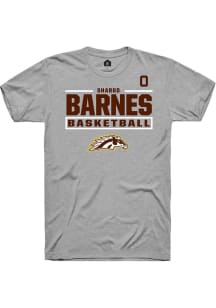 Sharod Barnes Western Michigan Broncos Grey NIL Stacked Box Short Sleeve Player T Shirt