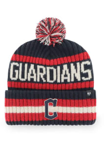 47 Cleveland Guardians Navy Blue Bering Cuff Pom Mens Knit Hat