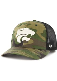 47 K-State Wildcats Strap Camo Trucker Adjustable Hat - Green