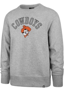 47 Oklahoma State Cowboys Mens Ash Campus Life Headline Long Sleeve Fashion Sweatshirt