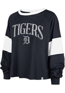 47 Detroit Tigers Womens Navy Blue Upside LS Tee