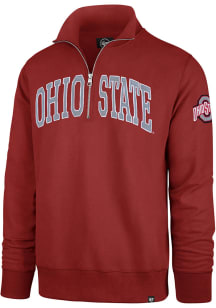 47 Ohio State Buckeyes Mens Red Striker Long Sleeve Qtr Zip Fashion Pullover