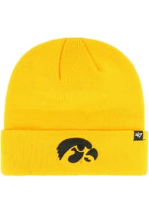47 Iowa Hawkeyes Yellow Raised Cuff Knit Mens Knit Hat