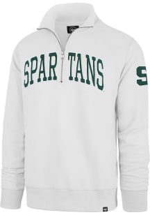 47 Michigan State Spartans Mens White Striker Long Sleeve Qtr Zip Fashion Pullover