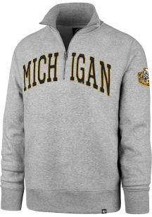 47 Michigan Wolverines Mens Grey Striker Long Sleeve Qtr Zip Fashion Pullover
