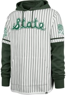 47 Michigan State Spartans Mens White Double Header Pinstripe Fashion Hood