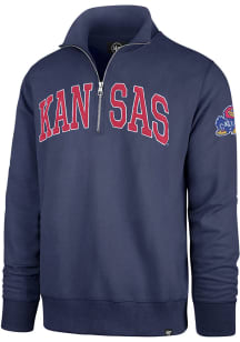 47 Kansas Jayhawks Mens Blue Striker Long Sleeve Qtr Zip Fashion Pullover