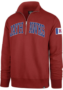 47 Kansas Jayhawks Mens Red Striker Long Sleeve Qtr Zip Fashion Pullover