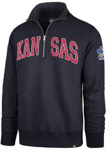 47 Kansas Jayhawks Mens Navy Blue Striker Long Sleeve Qtr Zip Fashion Pullover