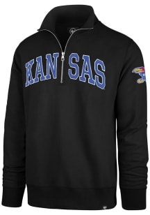 47 Kansas Jayhawks Mens Black Striker Long Sleeve Qtr Zip Fashion Pullover