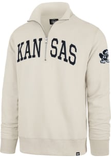 47 Kansas Jayhawks Mens White Striker Long Sleeve Qtr Zip Fashion Pullover