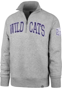 47 K-State Wildcats Mens Grey Striker Long Sleeve Qtr Zip Fashion Pullover