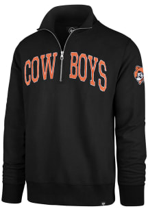47 Oklahoma State Cowboys Mens Black Striker Long Sleeve Qtr Zip Fashion Pullover