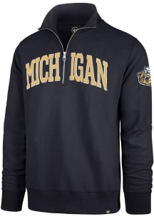 47 Michigan Wolverines Mens Blue Striker Long Sleeve Qtr Zip Fashion Pullover