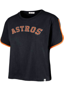47 Houston Astros Womens Navy Blue Dolphin Hem Short Sleeve T-Shirt