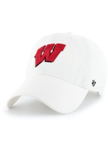 47 Wisconsin Badgers Clean Up Design Adjustable Hat - White