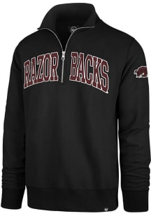 47 Arkansas Razorbacks Mens Black Striker Long Sleeve Qtr Zip Fashion Pullover