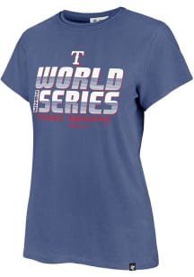47 Texas Rangers Womens Blue 2023 World Series Participant Short Sleeve T-Shirt