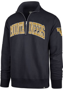 47 West Virginia Mountaineers Mens Navy Blue Striker Long Sleeve Qtr Zip Fashion Pullover
